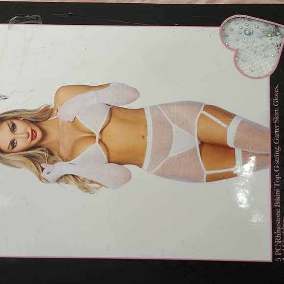 Brand New LEG AVENUE 5 PC BIKINI TOP,G-STRING, GARTER SKIRT..-O/S - Picture 3 of 6